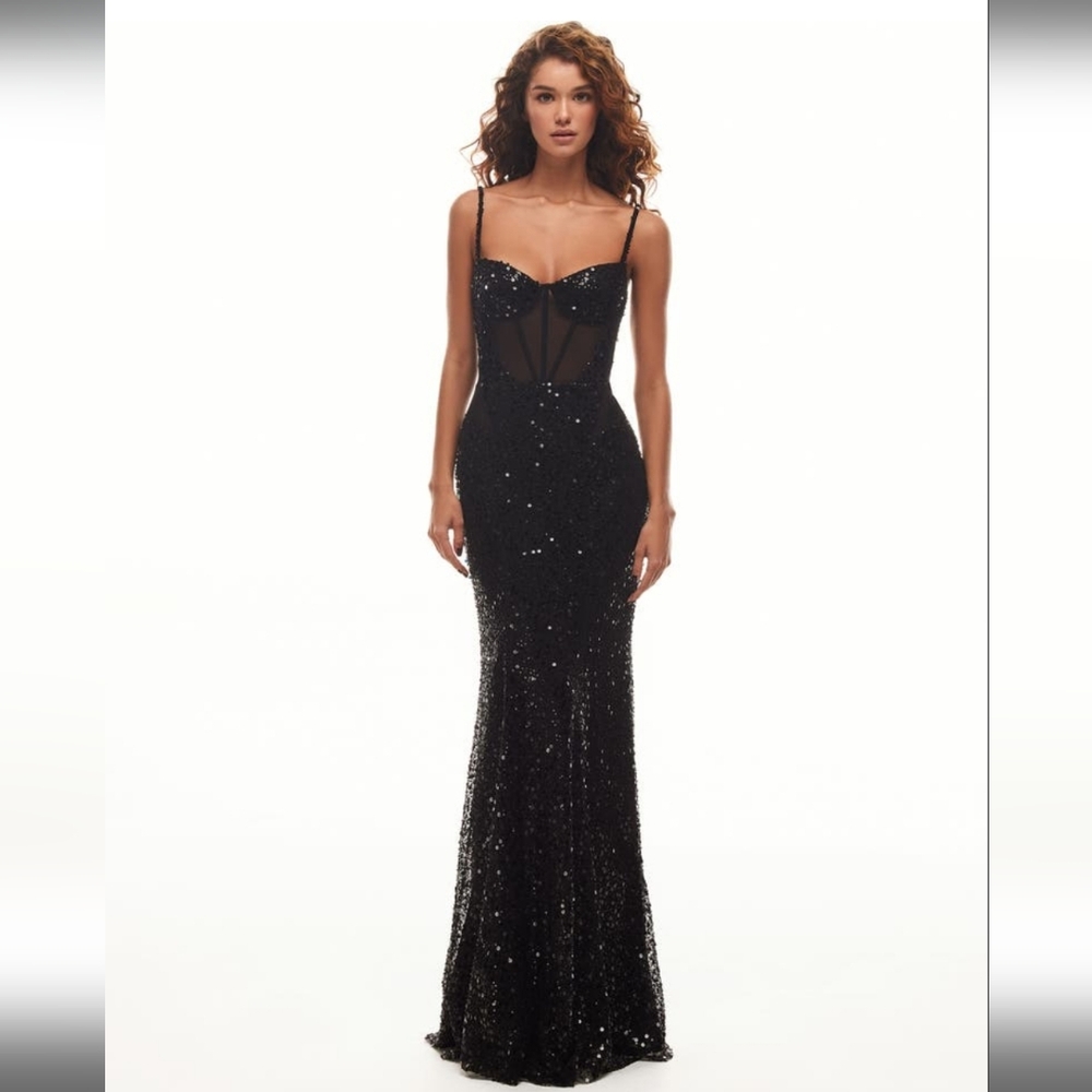 NWT Milla Bizzare Fully Sequined Tie-Straps Maxi Dress